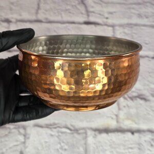 Williams-Sonoma Hammered Copper Silver Metal Lined Small Bowl 5.5"